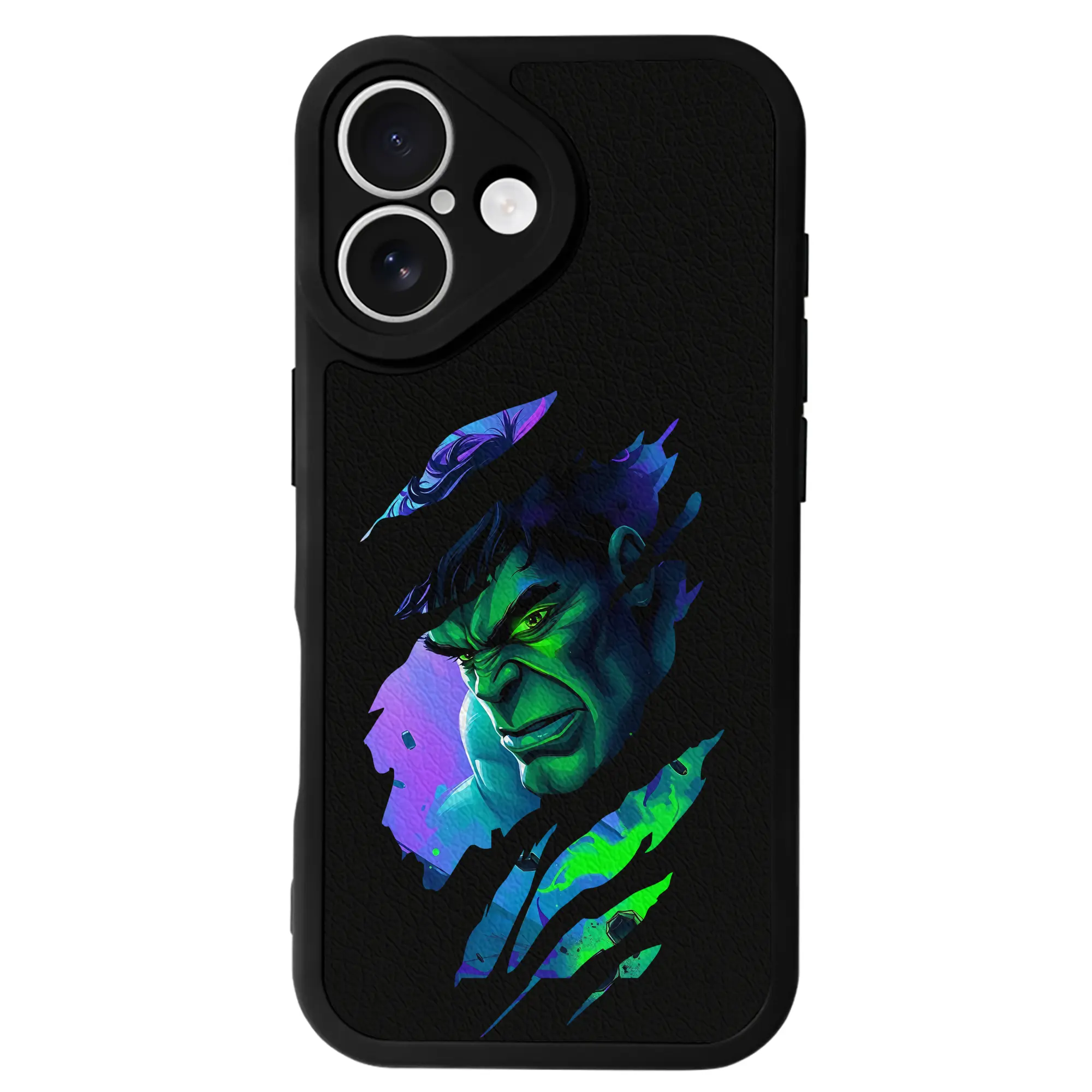 アベンジャーズ (Avenjāzu) グッズ ハルク（Hulk） - IPhone 16シリーズ対応 ・ シリコンスマホケース ・ レザー調 ・ 高精度フィット ・ 耐衝撃 ・ ワイヤレス充電対応 ・ 精密カット